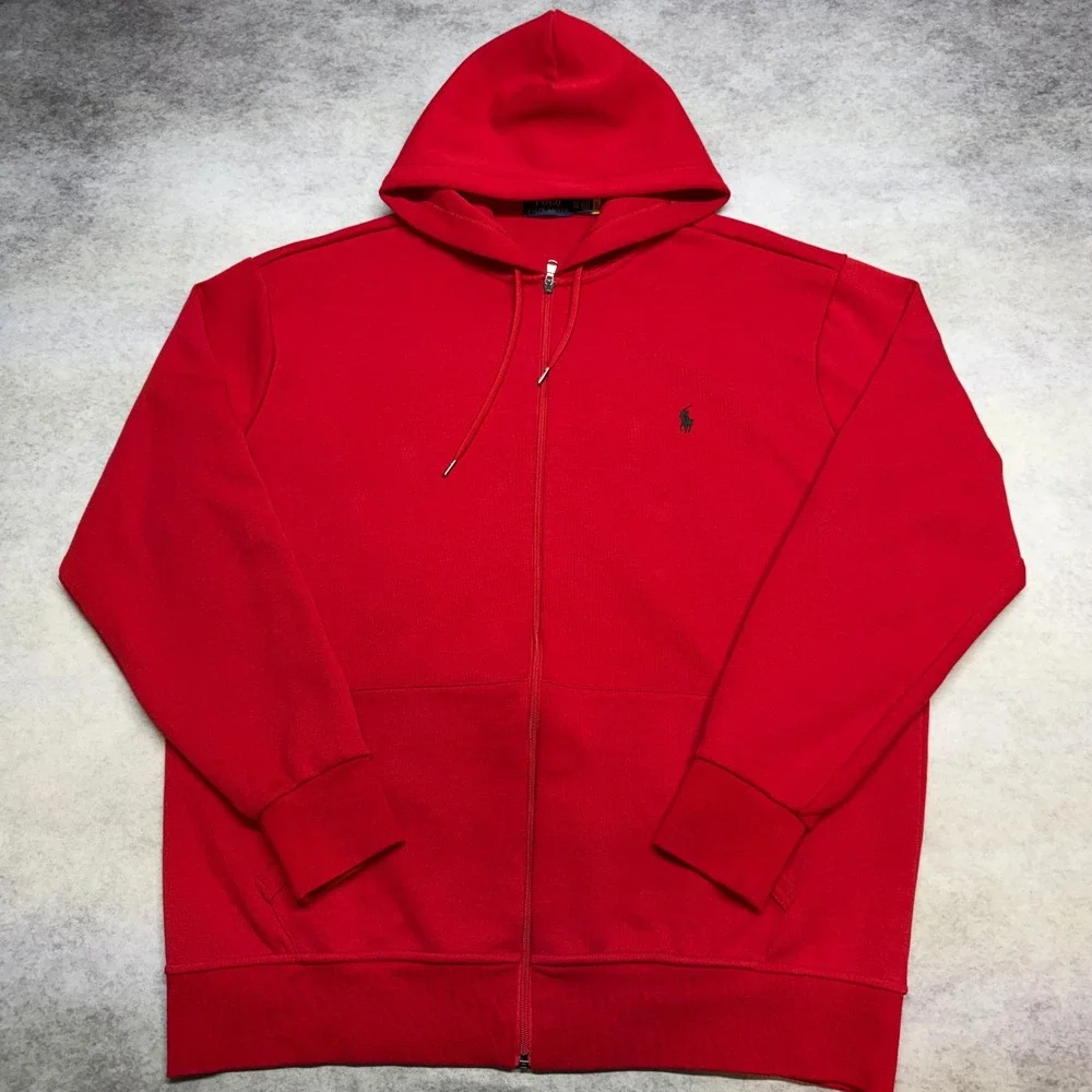 Polo Ralph Lauren Full Zip Hoodie Mens XLT Red Embroidered Pony Logo Sweatshirt
